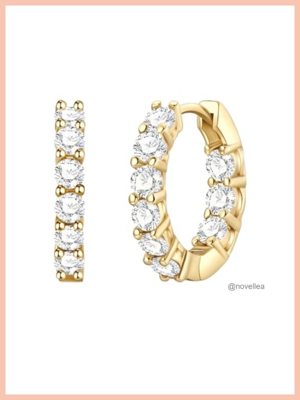 Sterling Silver High-Carbon Diamond Huggie Hoop Earrings for Women 14k Gold